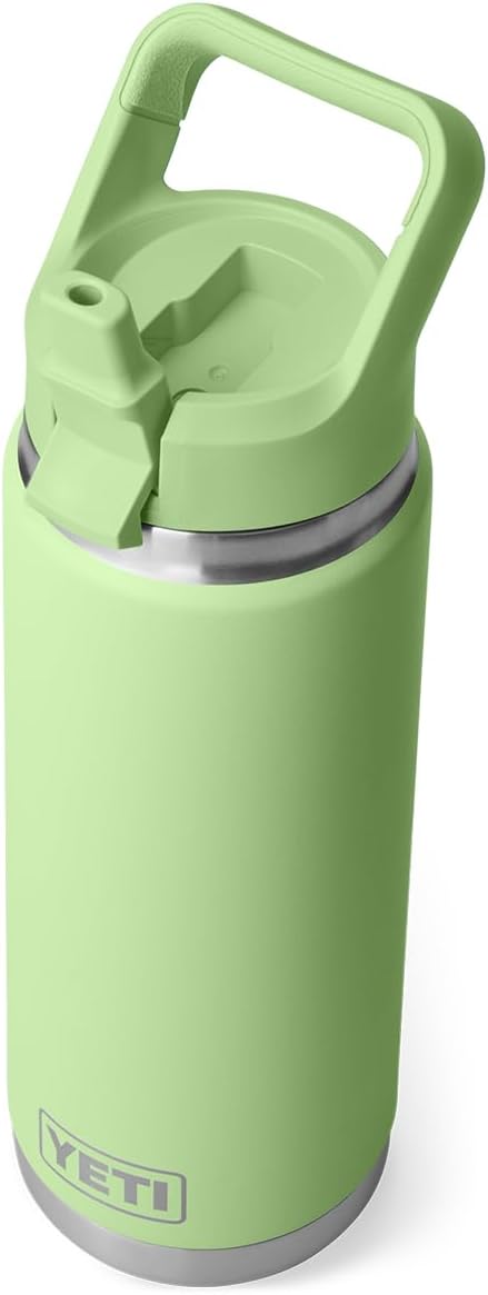 Yeti Rambler 26 Oz Bottle, Vacuum Insulated, Stainless Steel With Color Matching Straw Cap, Key Lime