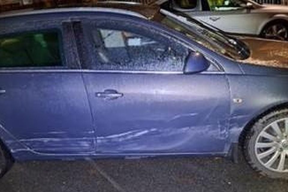 One of the cars damaged in the incident.
