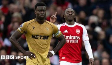 Marc Guehi and Eberechie Eze on the pitch as Arsenal beat Crystal Palace 1-0 in the Premier League on 26 October