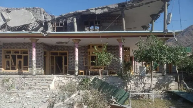 A partially destroyed house in Afghanistan's Kunar province