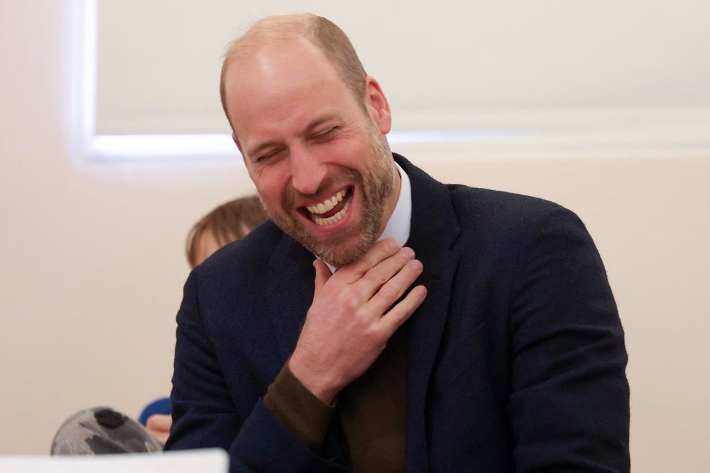 William laughs as he attends a comedy workshop run by Welsh comedian Kiri Pritchard-McLean in Llandudno, Wales