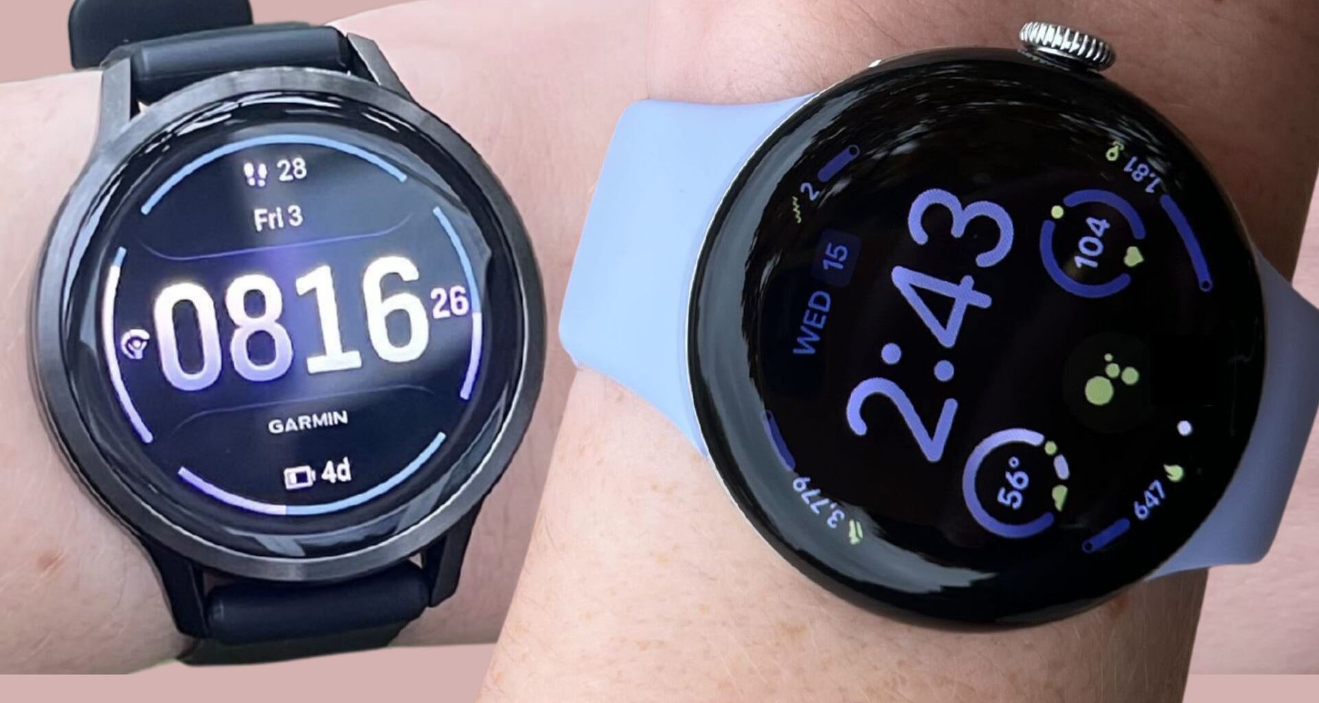 Grace Walsh wearing the Garmin Venu vs Google Pixel Watch