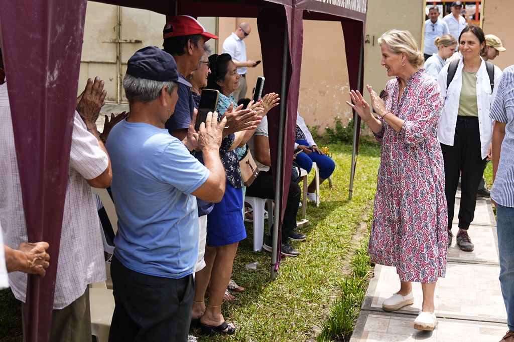 The Duchess of Edinburgh greeting people outside