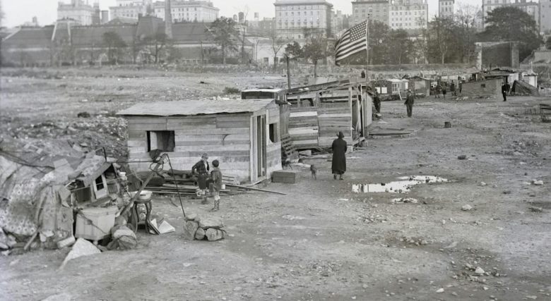 Tents pitched in New York's Central Park.