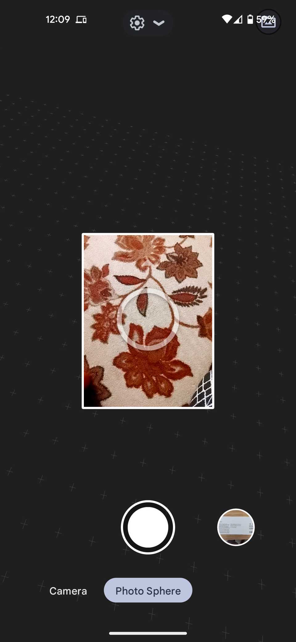 The Google camera app's photo sphere mode.