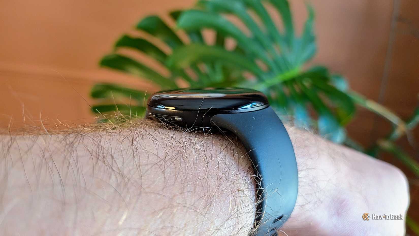 Google Pixel Watch side view.