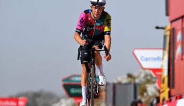 L&amp;apos;ANGLIRU, SPAIN - SEPTEMBER 05: Jonas Gregaard of Denmark and Team Lotto crosses the finish line during the La Vuelta - 80th Tour of Spain 2025, Stage 13 a 203.7km stage from Cabezon de la Sal to L&amp;apos;Angliru 1556m / #UCIWT / on September 05, 2025 in L&amp;apos;Angliru, Spain. (Photo by Tim de Waele/Getty Images)