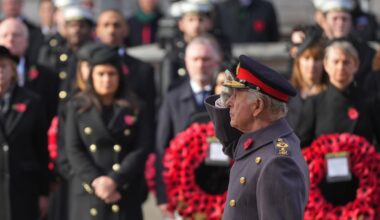 King Charles III leads remembrance ceremony in London under blue skies