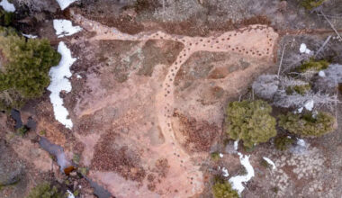 Aerial view of the West Gold Hill Dinosaur Tracksite in Colorado, the United States. Image credit: USDA Forest Service.