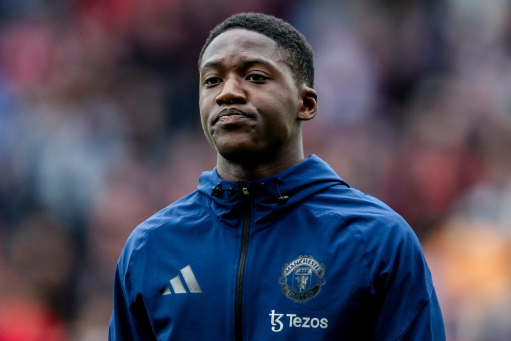 Kobbie Mainoo in Man Utd jacket