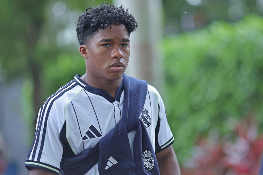 Endrick in a Real Madrid shirt