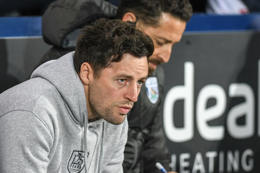 Ryan Mason watches on from the West Brom bench