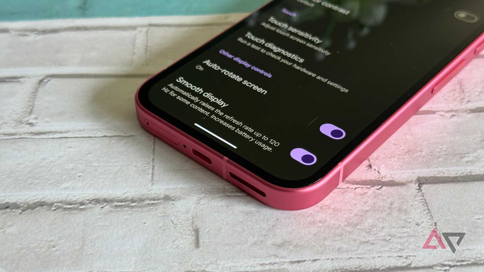 Smooth display setting on the Google Pixel 9a
