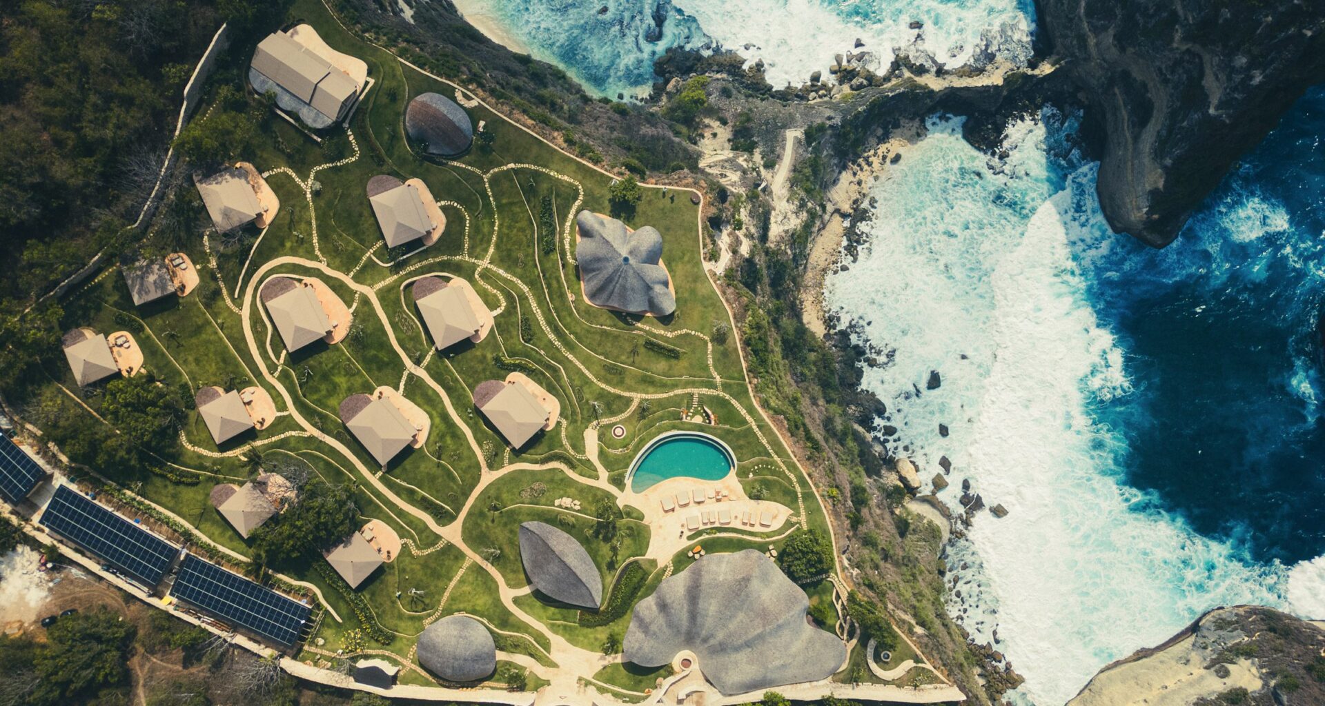 Sea creatures inform bamboo roofs of Intaaya Retreat in Indonesia