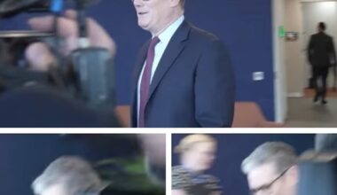 Composite image of UK Prime Minister Keir Starmer stumbling on Friday 21 November as he arrived to meet business leaders in Johannesburg ahead of G20 summit.