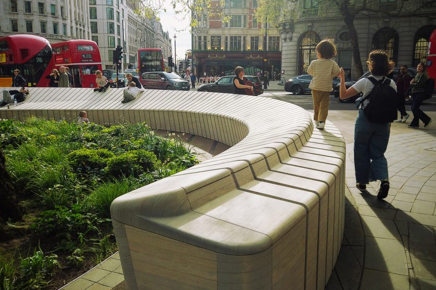 Seating on the Strand in central London