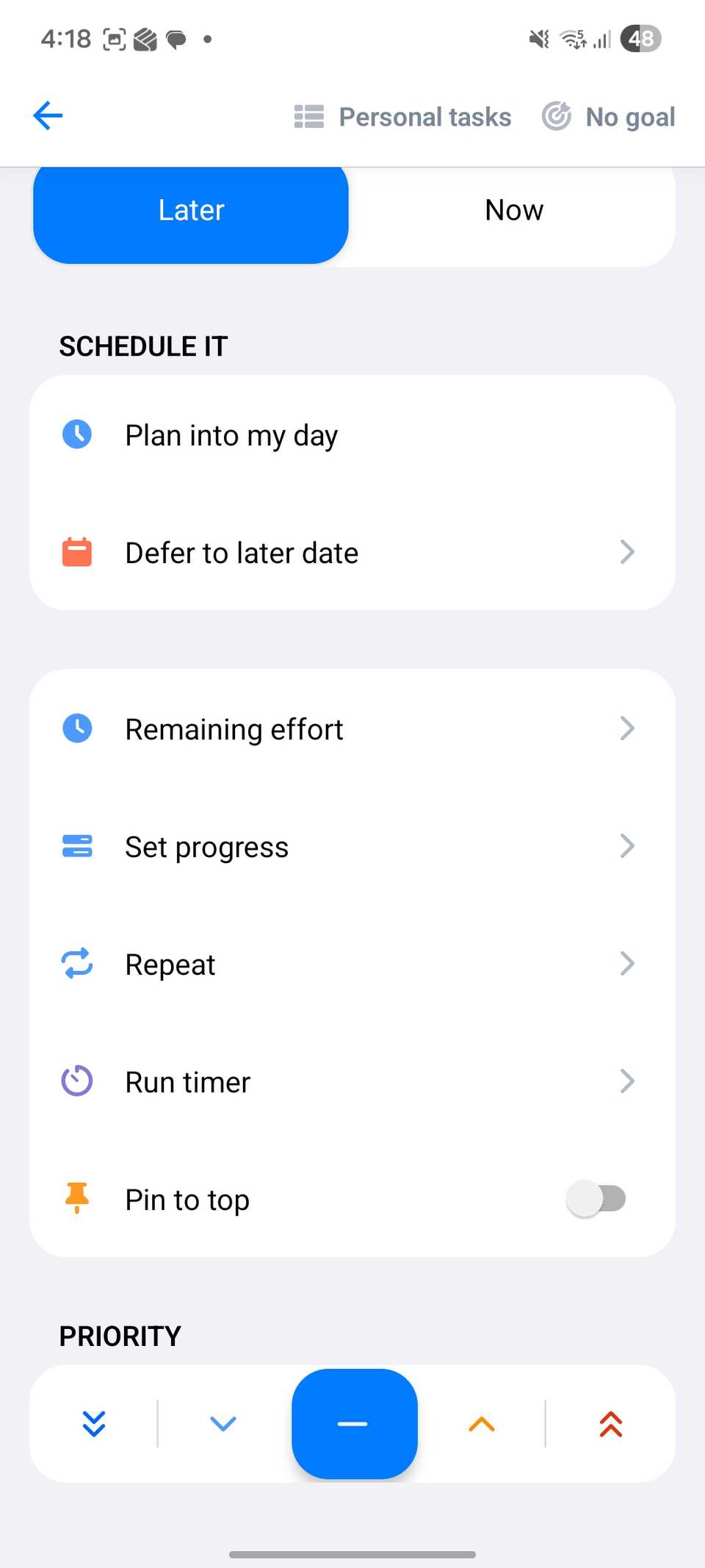add a new task in Lunatask