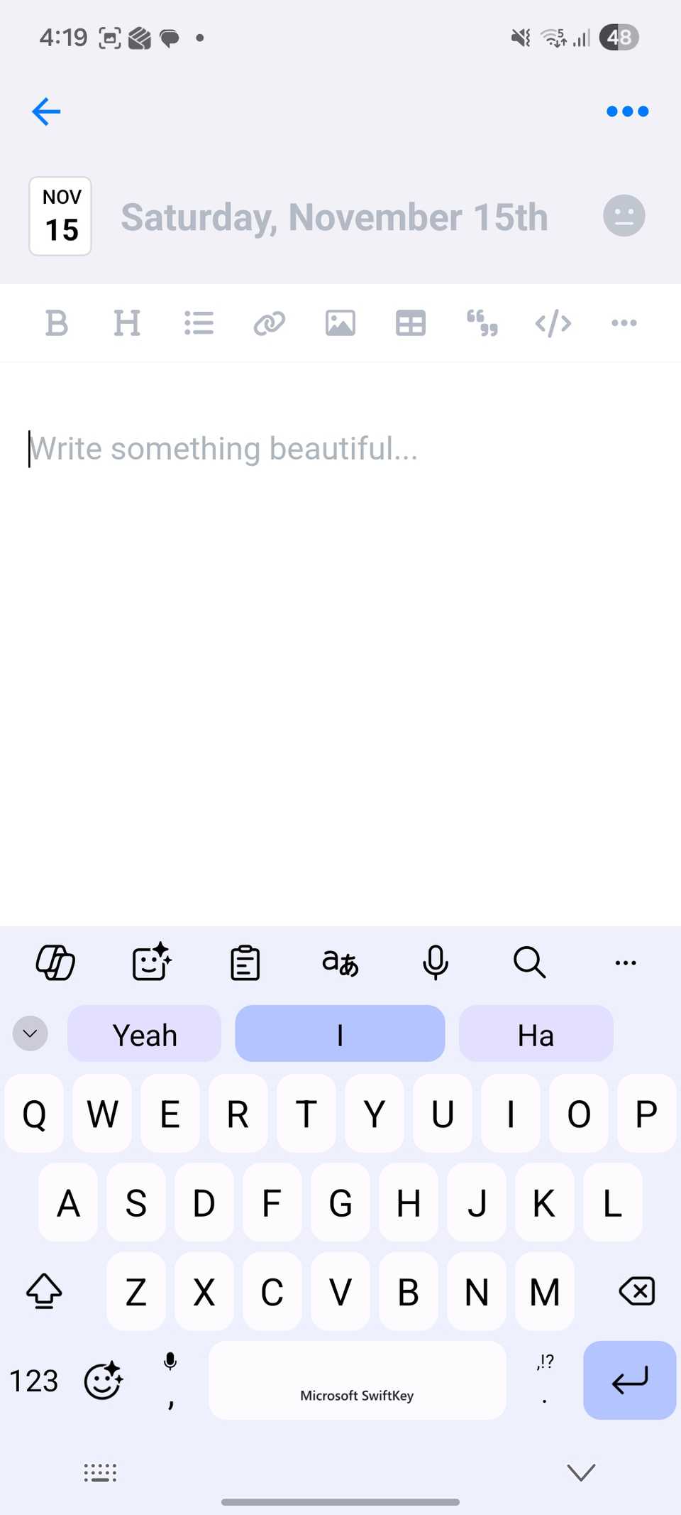 Lunatask journal entry