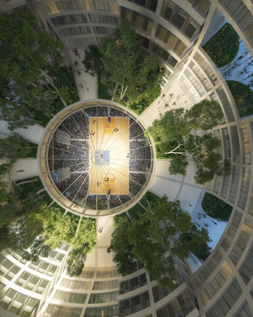 View from above of sports centre by MVRDV