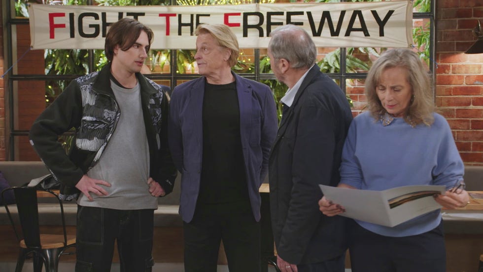 max ramsay, shane ramsay, karl kennedy and jane harris in neighbours