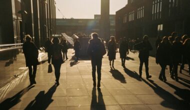 Pedestrians walking through London
