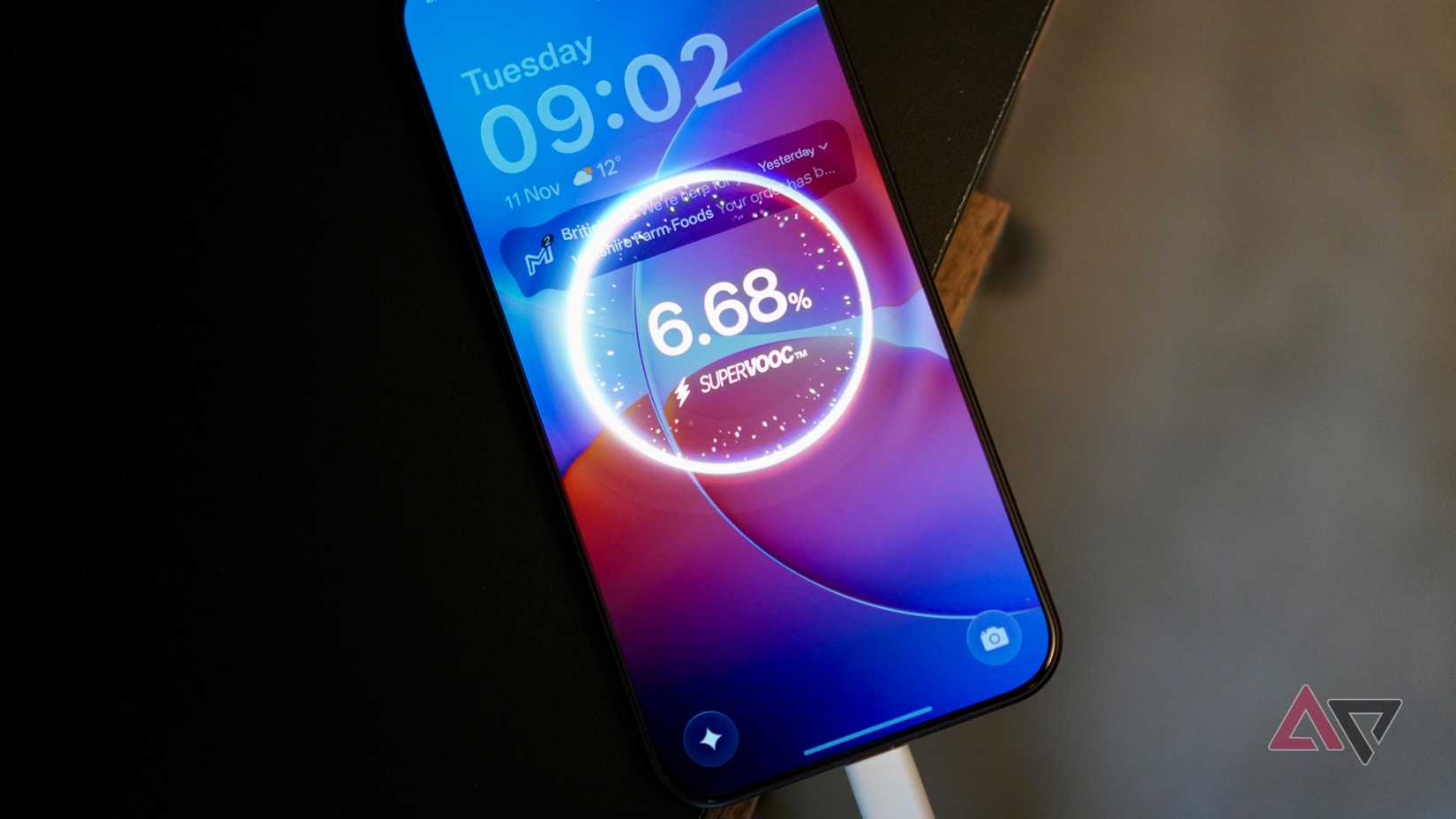 The OnePlus 15 on charge