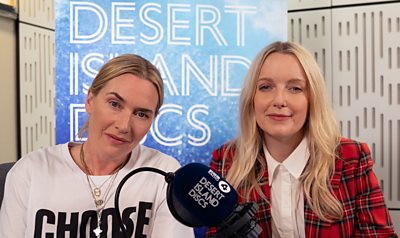 Photo of Kate Winslet and Lauren Laverne sat in the Desert Island Discs studio.