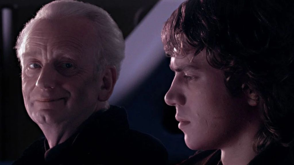 Palpatine and Anakin in Revenge of the Sith.