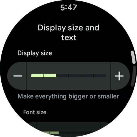 Changing the display size and text on Pixel Watch 4