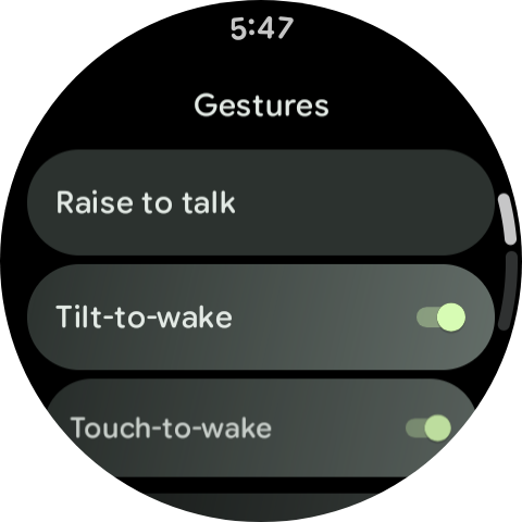 Gesture settings on Pixel Watch 4