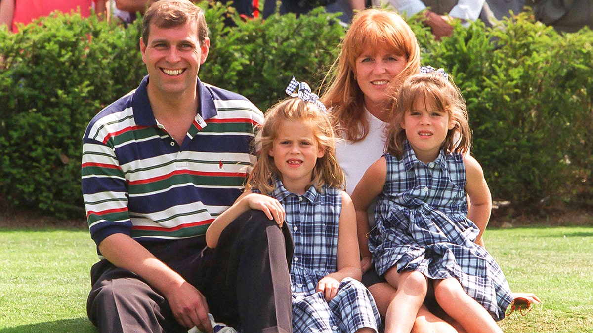 A young Prince Andrew posing with his family.