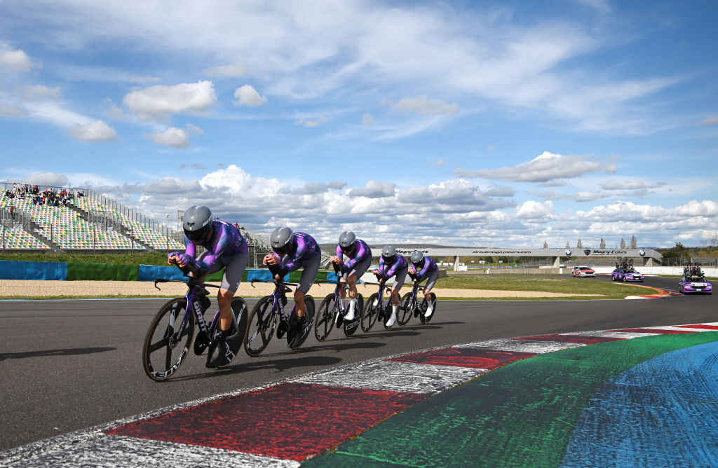 COULANGES-LES-NEVERS, FRANCE - MARCH 11: Ben O&acirc;&#128;&#153;connor of Australia, Michael Hepburn of Australia, Michael Matthews of Australia, Kelland O&acirc;&#128;&#153;brien of Australia, Mauro Schmid of Switzerland, Max Walscheid of Germany and Team Jayco AlUla compete during the 83rd Paris - Nice 2025, Stage 3 a 28.4km team time trial stage from Circuit Nevers Magny-Cours to Nevers / #UCIWT / on March 11, 2025 in Coulanges-les-Nevers, France. (Photo by Dario Belingheri/Getty Images)