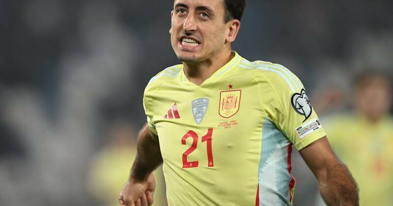 Spain's Mikel Oyarzabal scored his side's fourth goal in the World Cup qualifier against Georgia. Photo: AP PHOTO