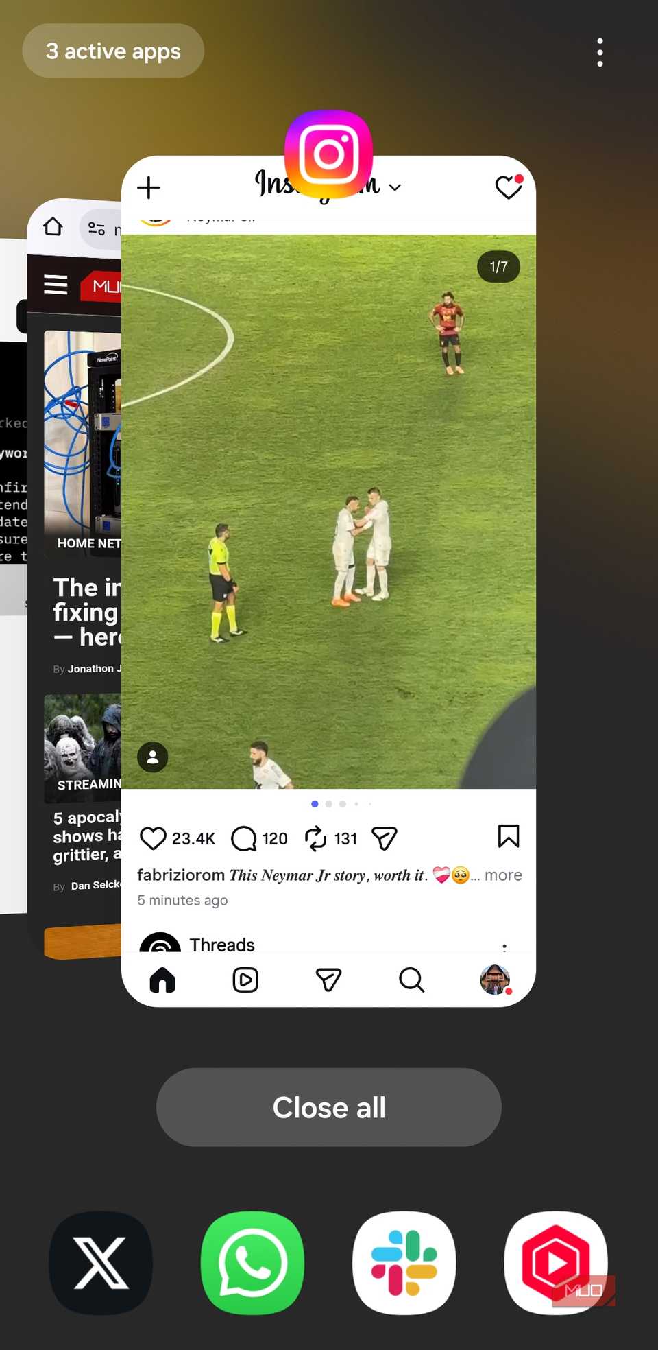 Recent app swticher on Android phone