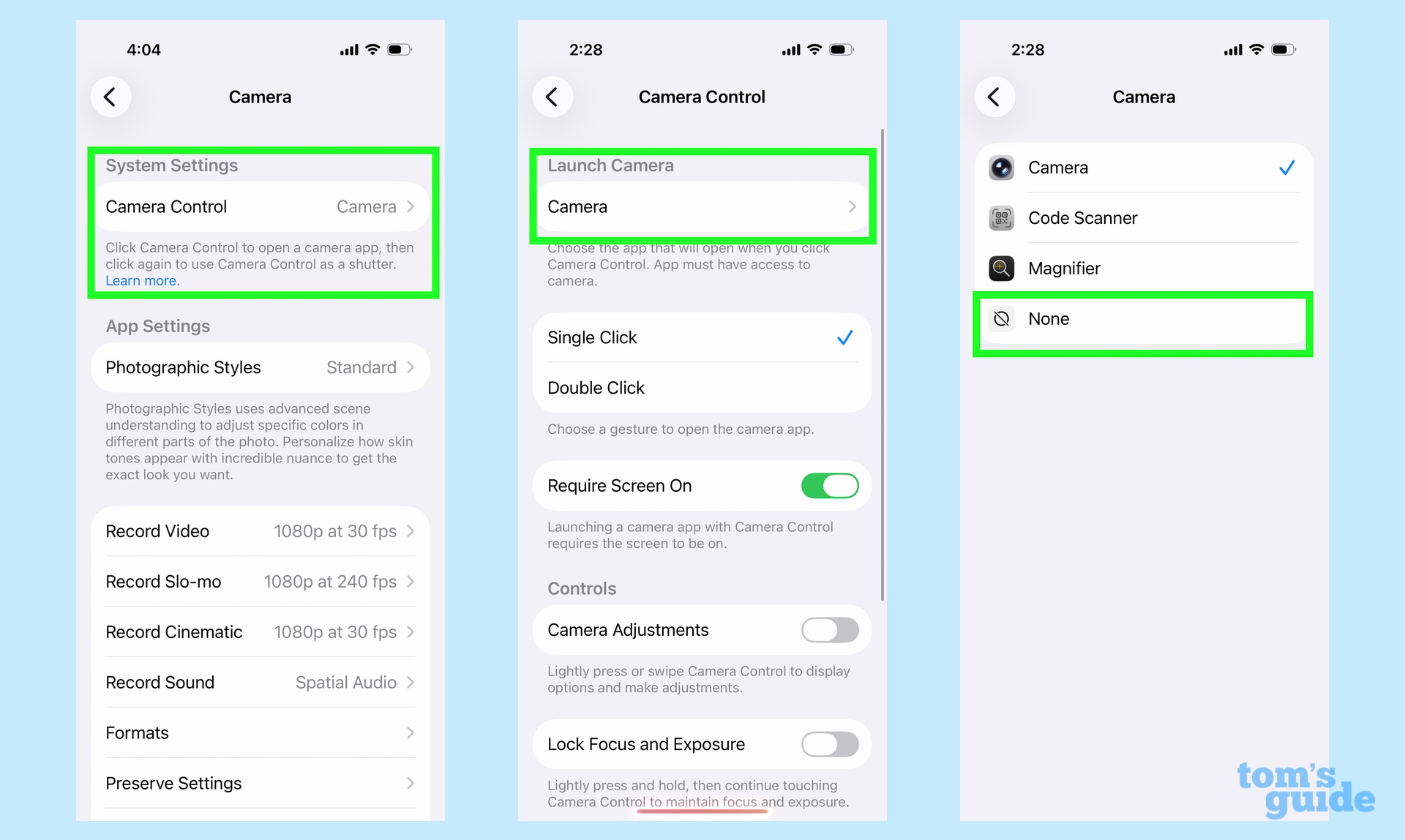 select camera control from camera settings and turn off feature