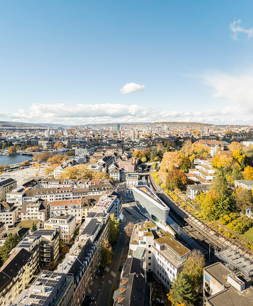santiago calatrava sculpts haus zum falken in zurich with folded glass facade