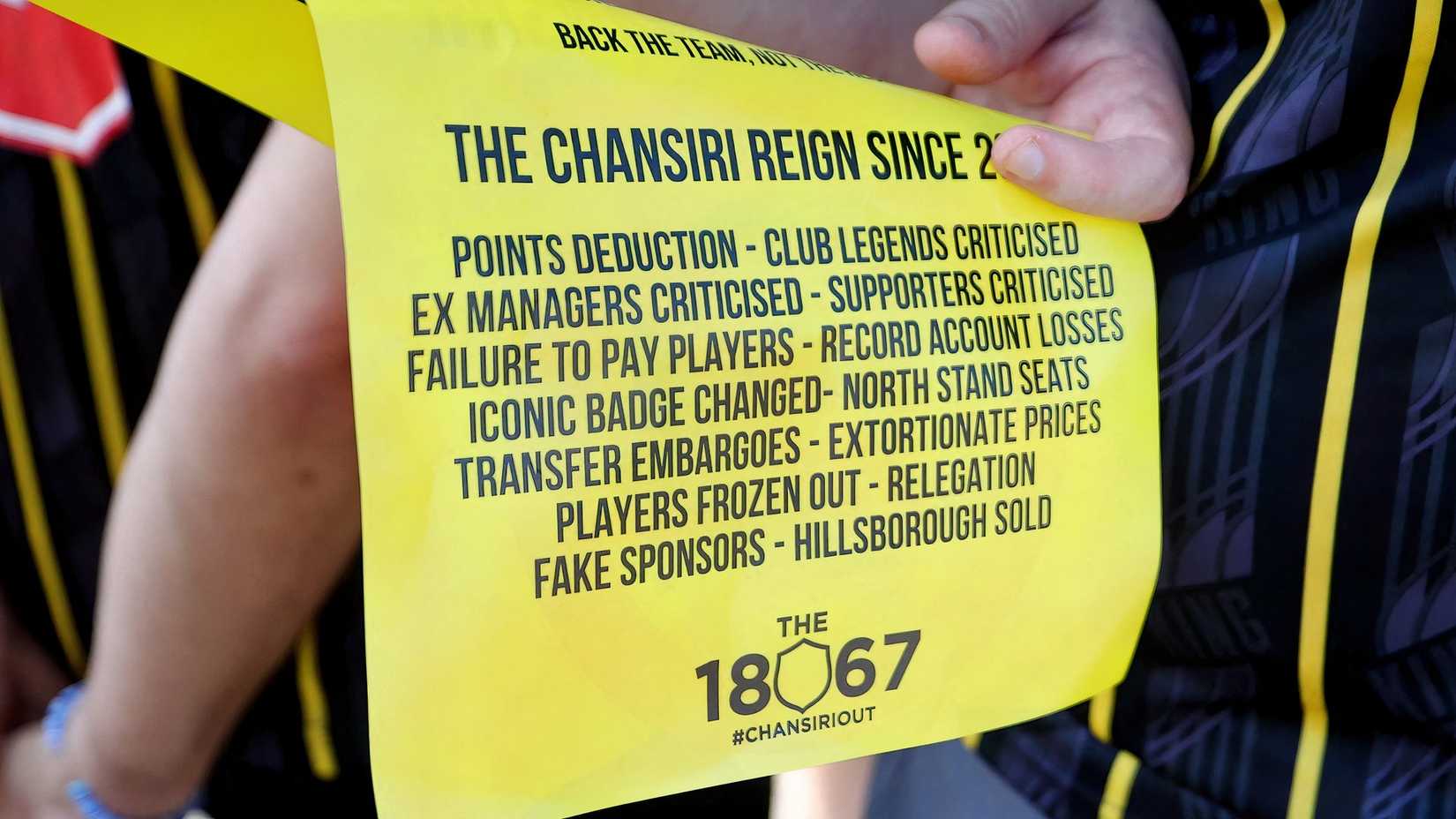 Sheffield Wednesday supporters in protest against Dejphon Chansiri