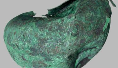 Side view of the situla or bucket from Carthago Nova with the text highlighted