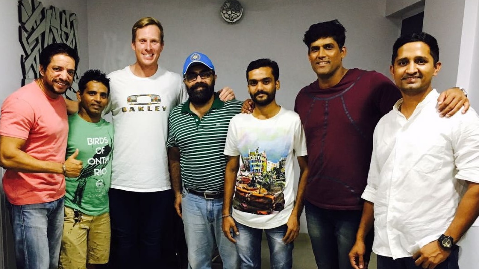 South Africa's Simon Harmer with Umesh Patwal (second from right) and their friends. (Photo courtesy Umesh Patwal)
