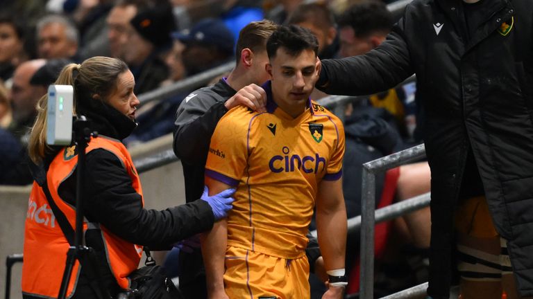Edoardo Todaro of Northampton Saints is sent to sin bin during the Gallagher PREM match between Bristol Bears and Northampton Saints at Asht
