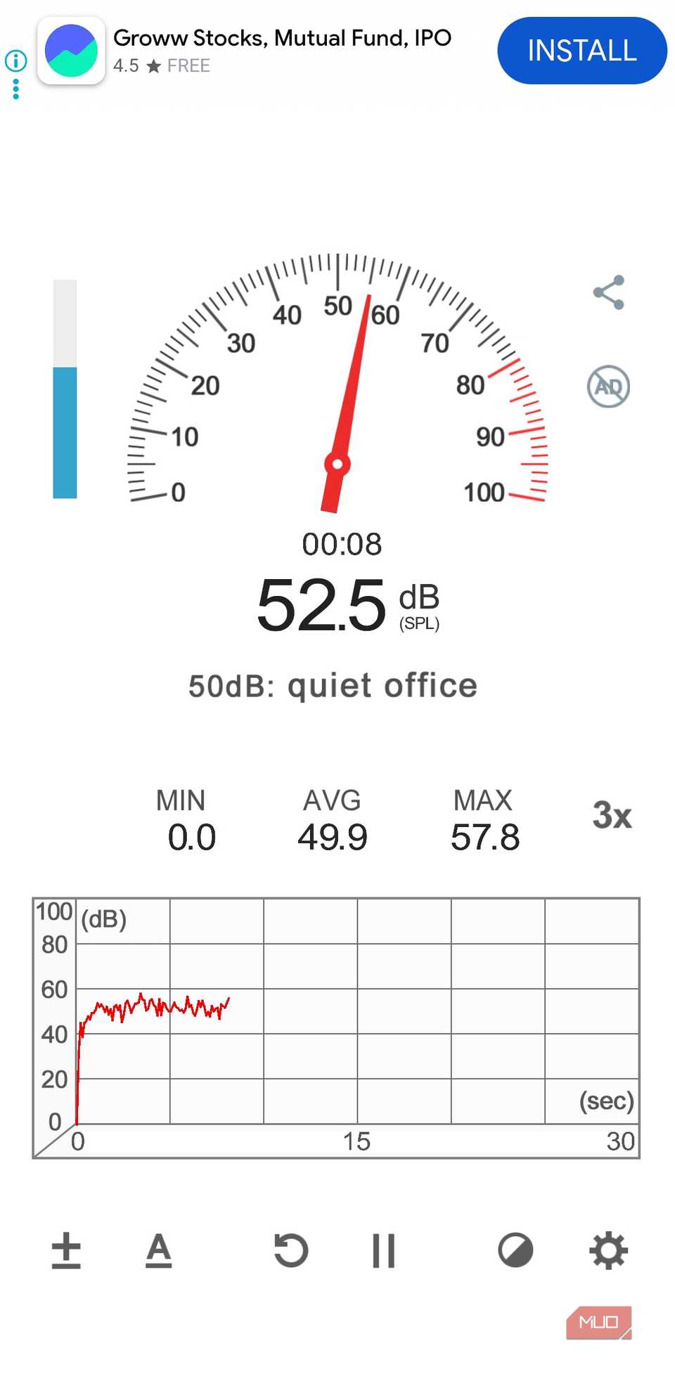 Sound Meter app home screen