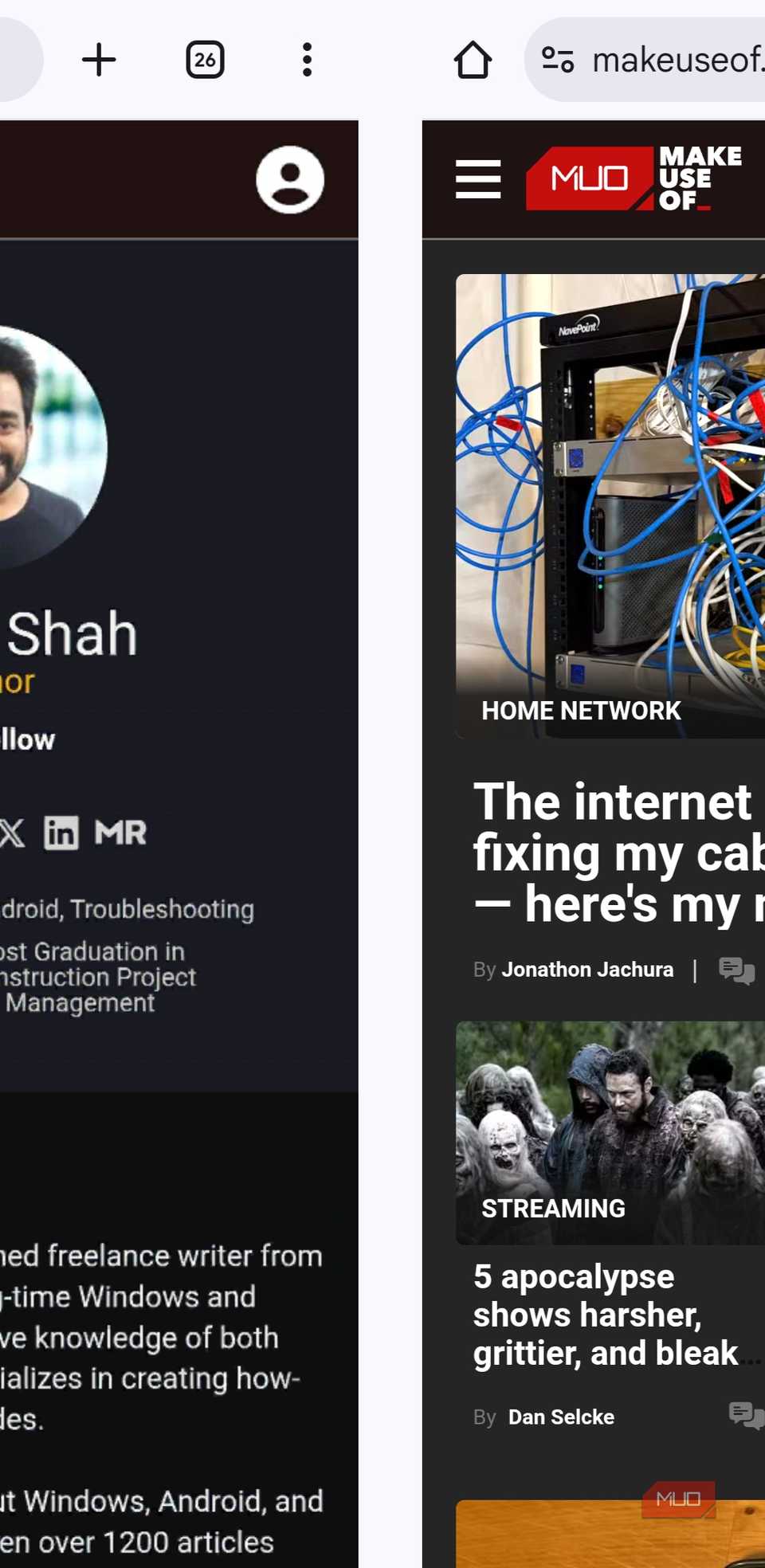 Switching tabs gesture on Google Chrome for Android
