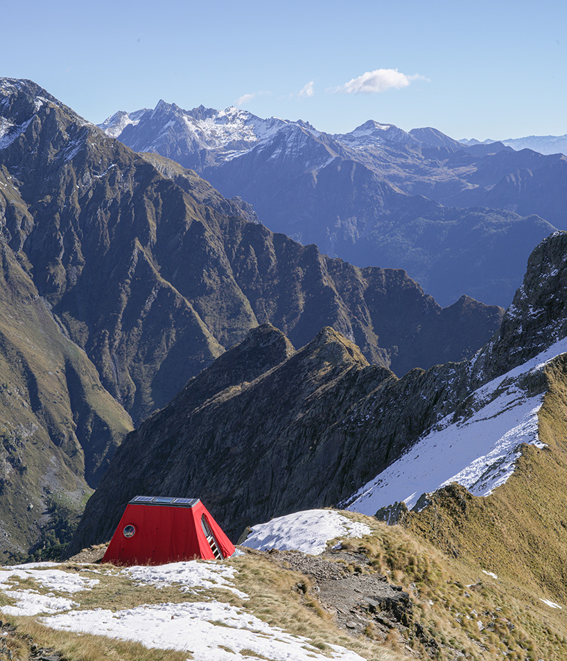 red bivouac shelter in the alps becomes high-altitude base for bergamo's modern art gallery