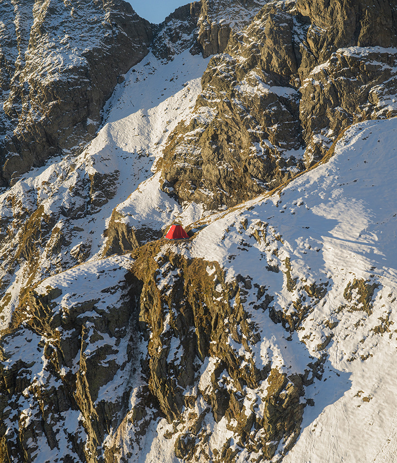 red bivouac shelter in the alps becomes high-altitude base for bergamo's modern art gallery