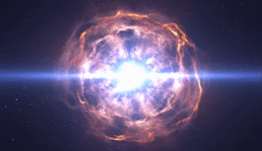 An animation showing two white dwarf stars merging and creating a Type Ia supernova. Credit: ESO/L. Calçada