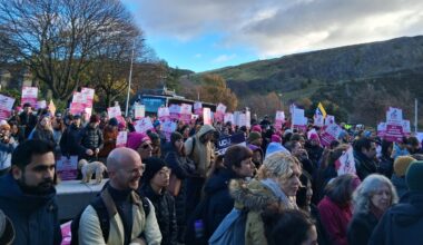 Striking lecturers and students at the Edinburgh UCU rally