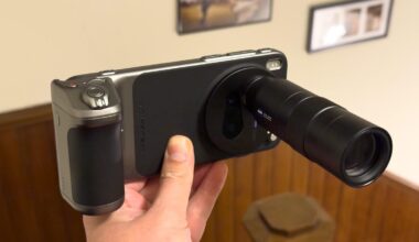 Image of a phone with a lens attached