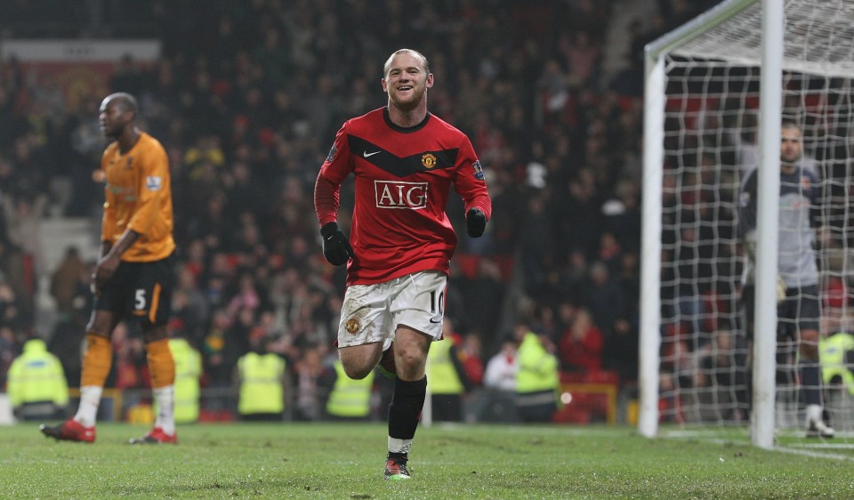 Wayne Rooney celebrates scoring for Manchester United.