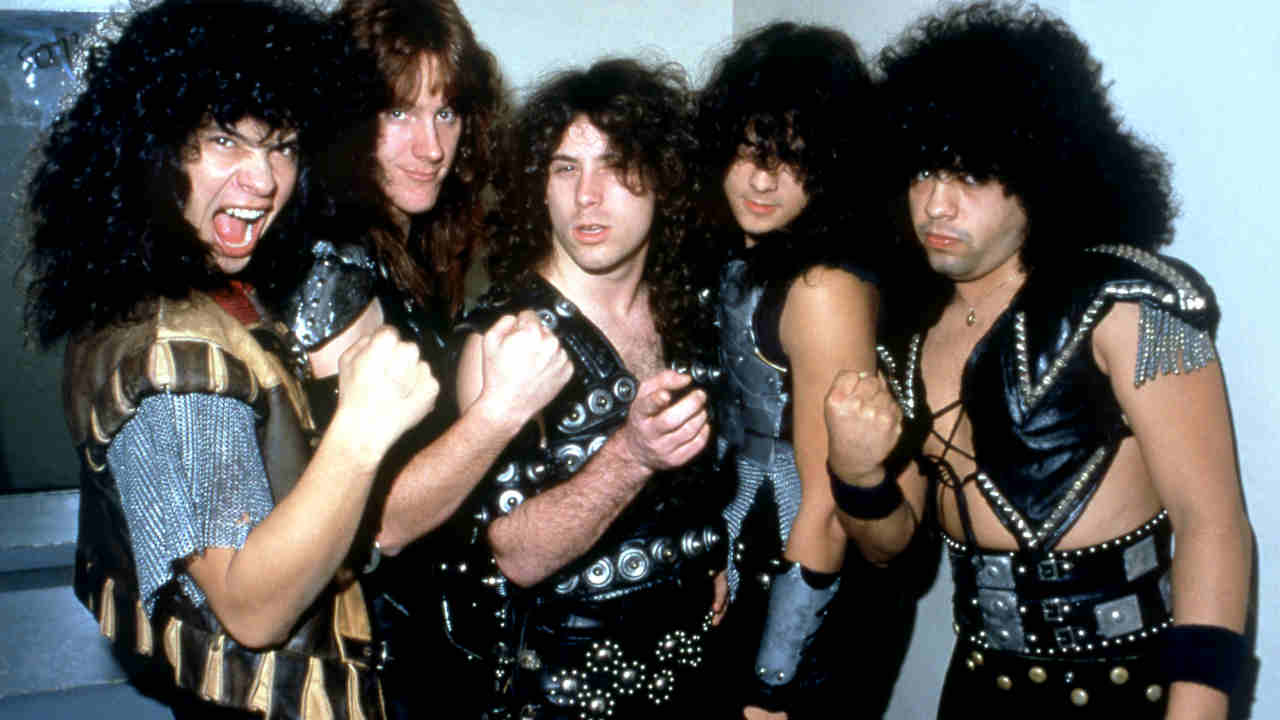 Armored Saint posing for a photograph in 1985