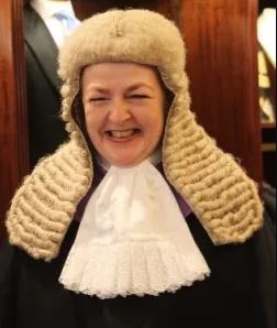 Circuit Judge Sandy Canavan in her judicial wig and robes.